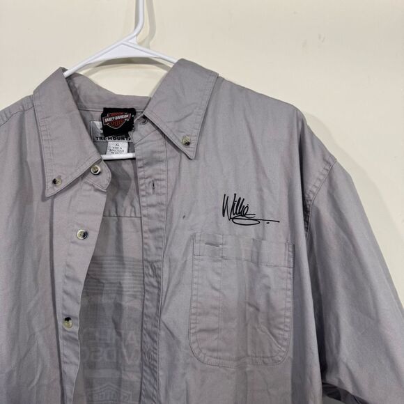 Harley Davidson Grey Sturgis Bike Week Graphic Short Sleeve Button Up Shirt - Picture 3 of 4
